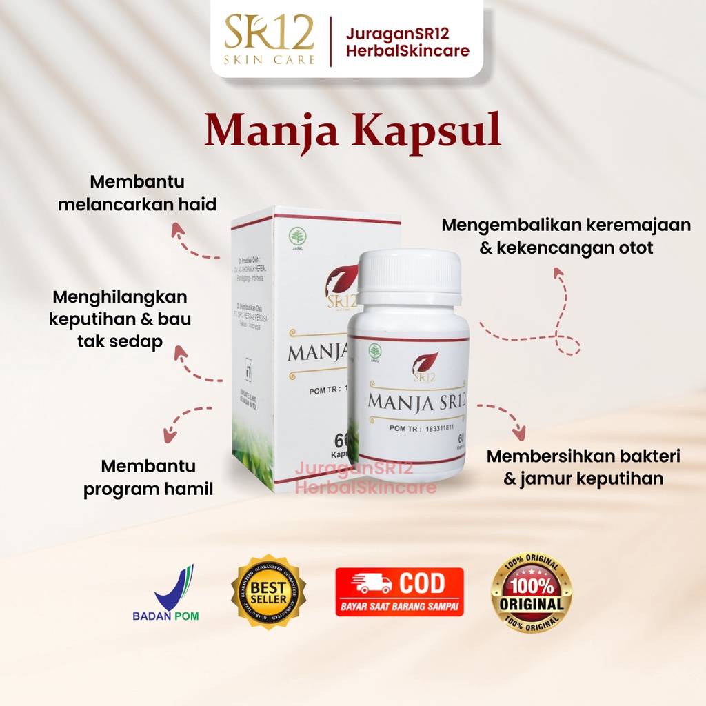 Manja Manjakani Sr12 SR 12 Obat Herbal Pelancar Haid Keputihan Bau Kista Yg Paling Ampuh Program Hamil Pengencang Miss V Kewanitaan Kapsul BPOM