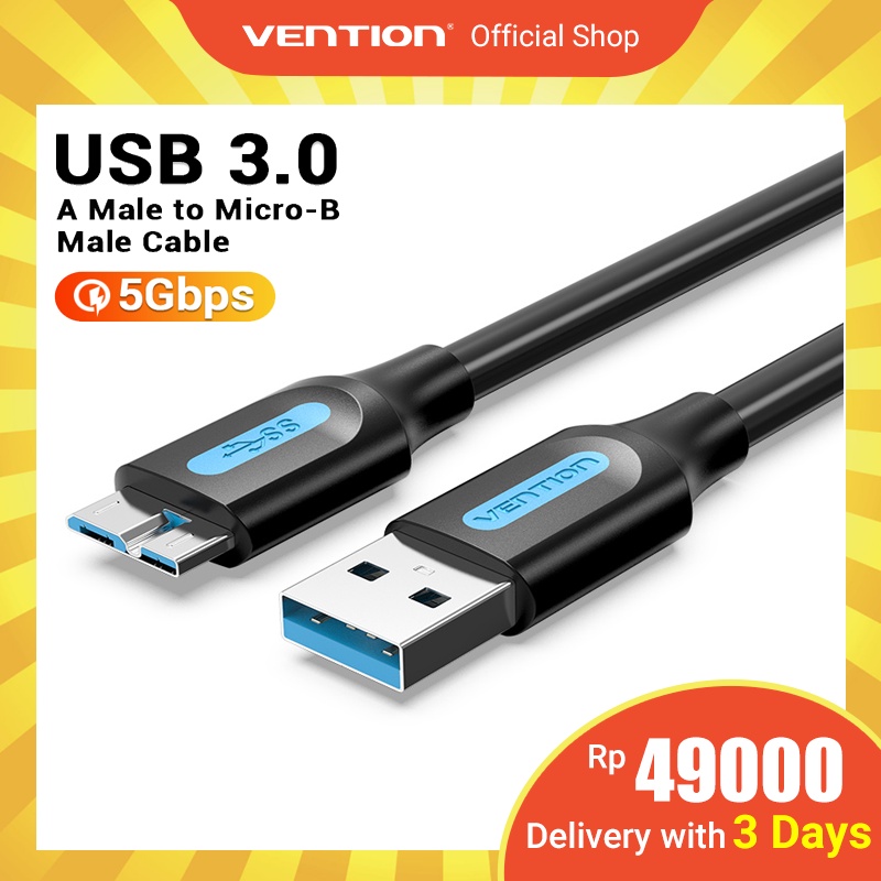 Vention Kabel Data / Charger Micro B Usb 3.0 Kecepatan Tinggi 5gbps Fast Charging 3a Untuk Hard Disk Eksternal