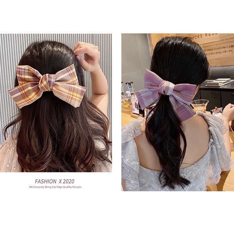 Jepit Rambut Pita Besar Korean Style Motif Kotak