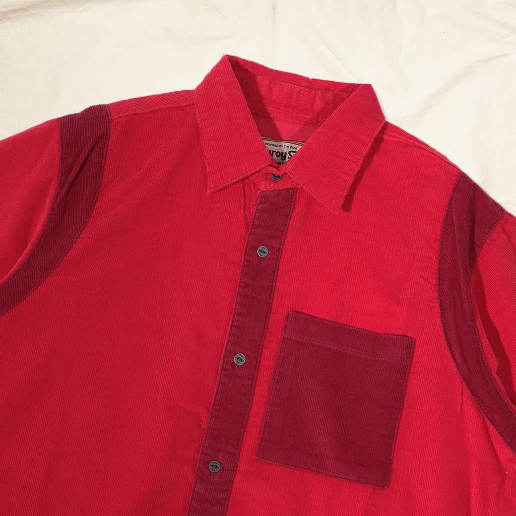 Jimmy and Martin - Corduroy Color Block Shirt Short Sleeve - 3041