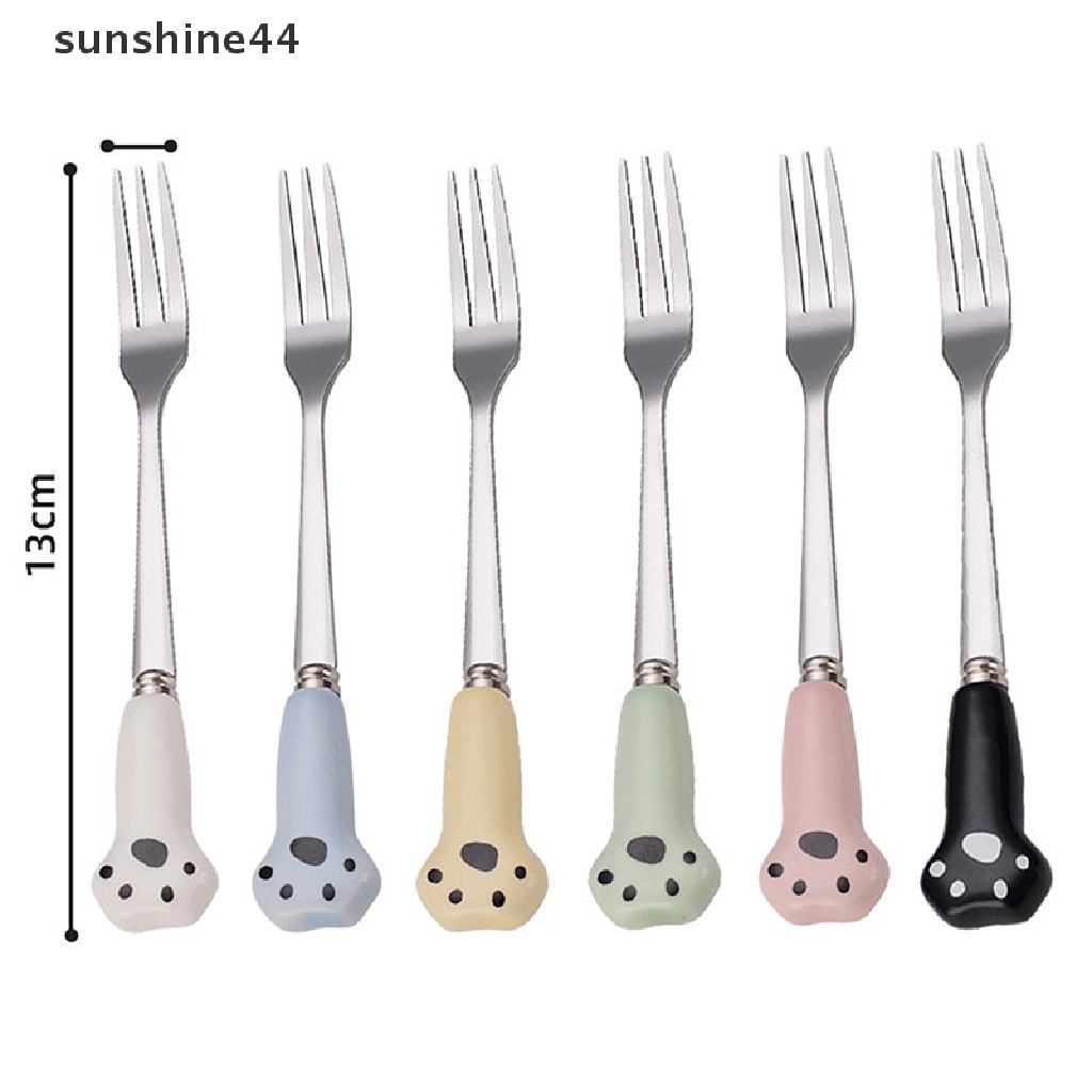 Sunshine Garpu Buah / Dessert Bentuk Cakar Kucing Bahan Stainless Steel