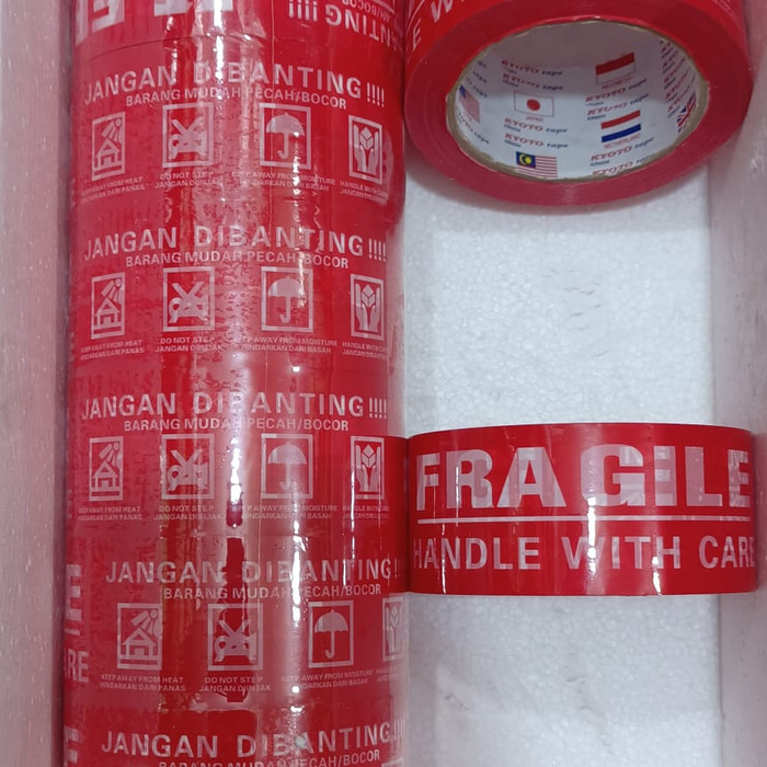 LAKBAN FRAGILE MERAH JANGAN DI BANTING 48MM X 100 METER