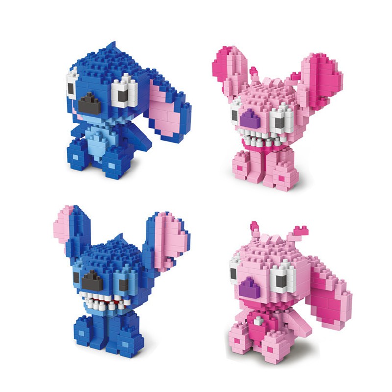 236-313pcs Partikel Lilo Stitch Blok Bangunan Mainan Dengan Kotak Batu Bata Nano Berlian Stitch Action Figure Mainan Edukasi Anak