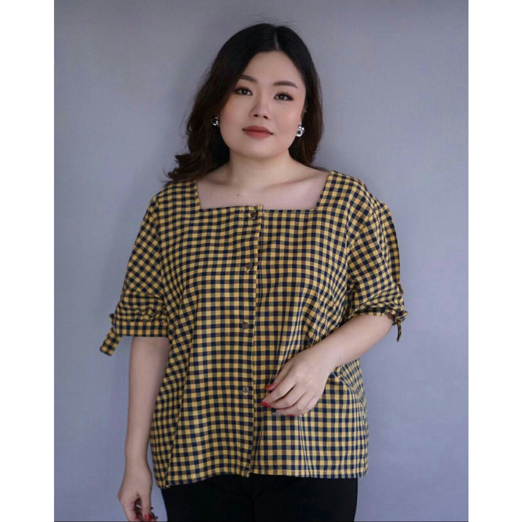 FWG - KEMEJA REICHI JUMBO / ATASAN WANITA / KEMEJA / KEMEJA KOTAK / BAJU KEMEJA WANITA KOREA