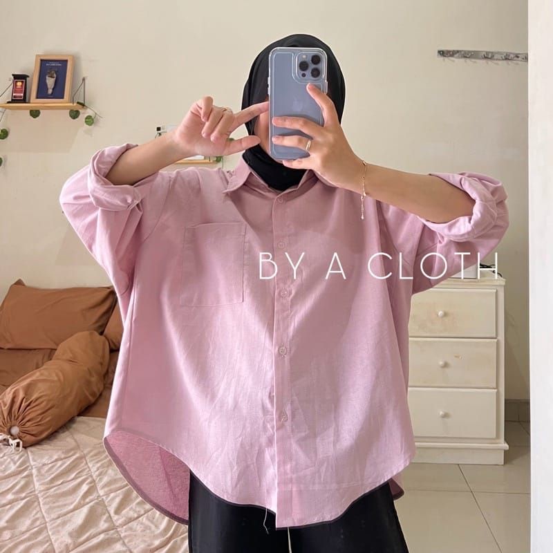 OLIVIA SHIRT/BAJU WANITA/KEMEJA OVERSIZE LINEN WANITA/KEMEJA CEWEK