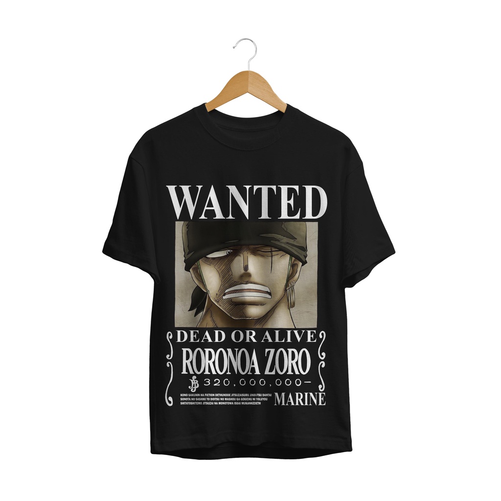 T-SHIRT BAJU ONE PIECE WANTED RORONOA ZORO