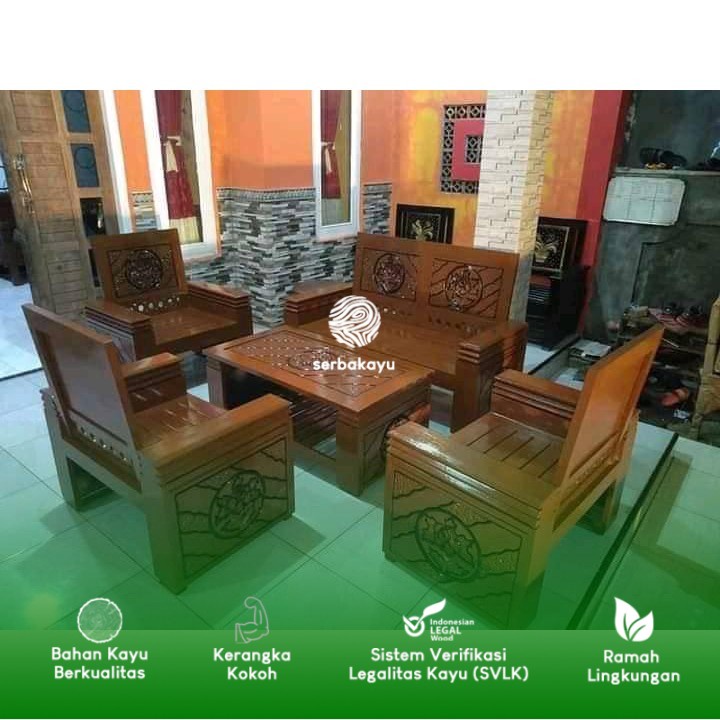 KURSI TAMU MINIMALIS JATI - SET KURSI TAMU JATI JEPARA Modern Minimalis