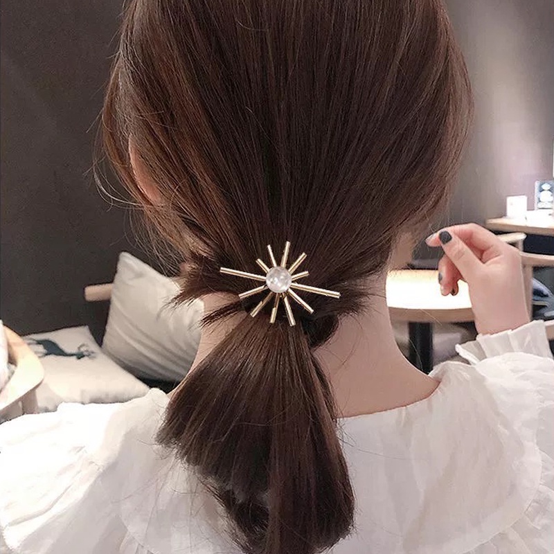 Ikat Rambut Wanita Mutiara Fashion Kristal Berlian Imitasi Sederhana Fashion Korean Import