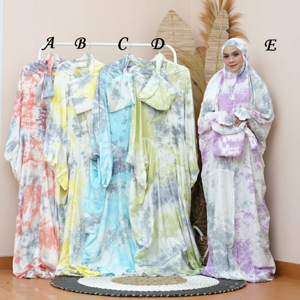Mukena Terusan Tie Dye Rayon Premium Standart Size Real Pict COD