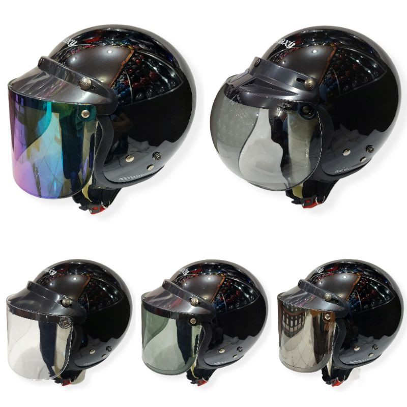 Helm Bogo Full Leher Polos Hitam Gloss Galaxy