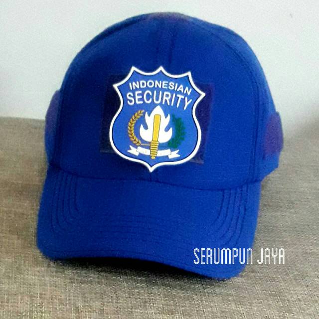 TOPI SECURITY - TOPI INDONESIAN SECURITY - TOPI VELCRO BIRU + PATCH