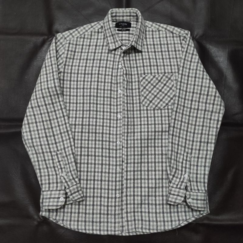 kemeja flannel union bahan wool tebal