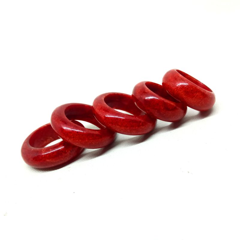 Cincin Batu Coral Marjan Merah Asli Diameter 16mm - 18mm, Cincin Batu Karang Asli