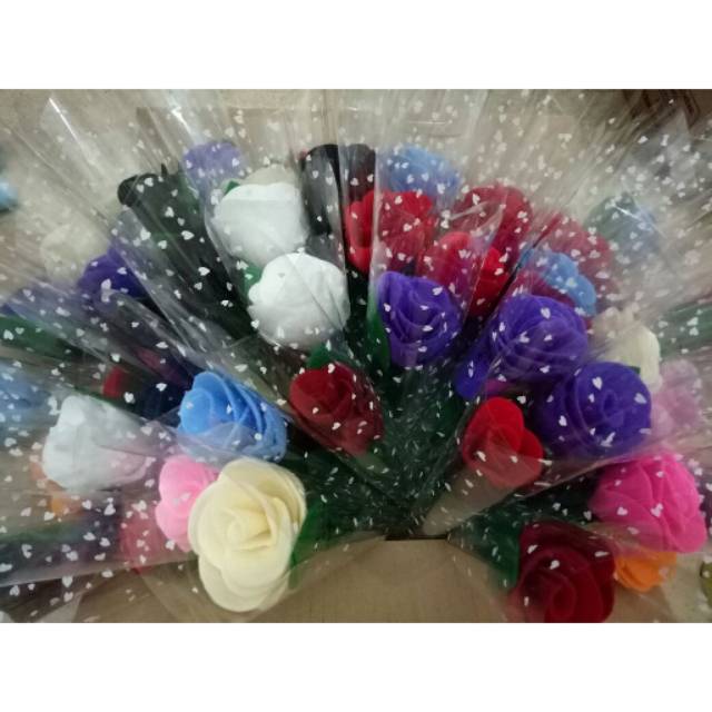 Bunga Mawar Flanel Pertangkai/Bunga Flanel Mawar 1 tangkai/Bunga Tangkai Mawar Flanel/Bunga Flanel