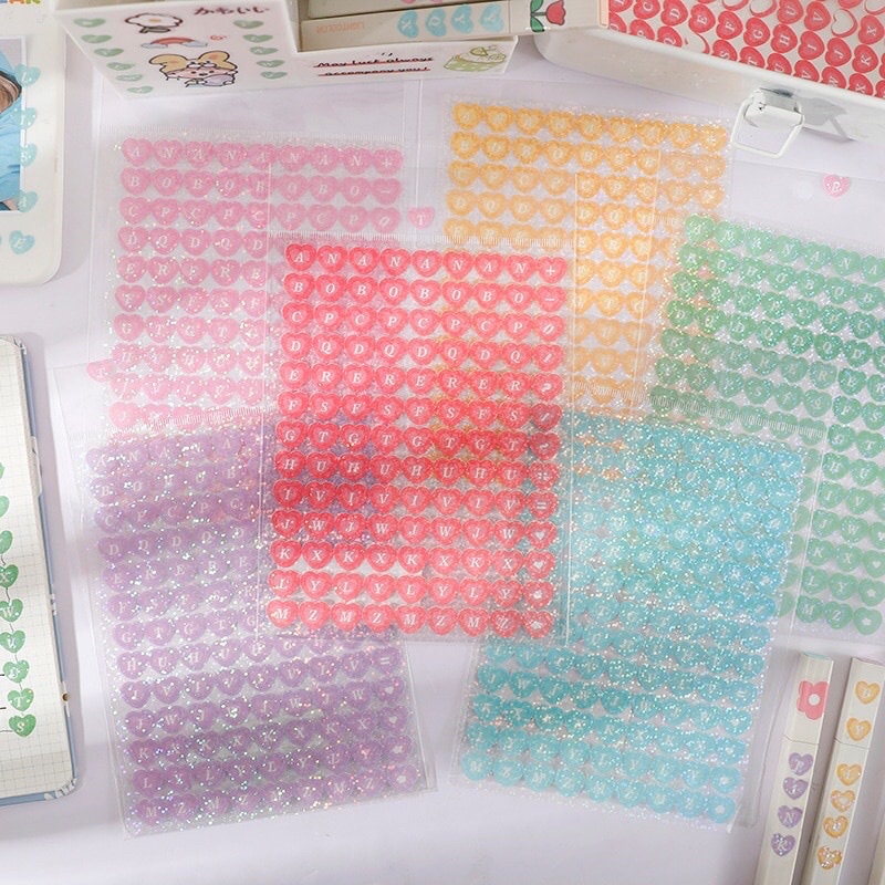 

(1 lembar) alphabet sticker glitter glossy untuk dekorasi jurnal kit journaling bujo bullet journal penpal scrapbook diary notebook stiker huruf love lucu aesthetic murah