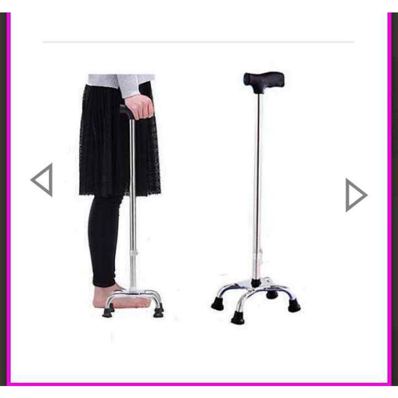 TONGKAT 4 KAKI ALAT BANTU JALAN ORANG TUA MANULA STAINLESS STROKE PATAH TULANG KEROPOS EMPAT SUDUT
