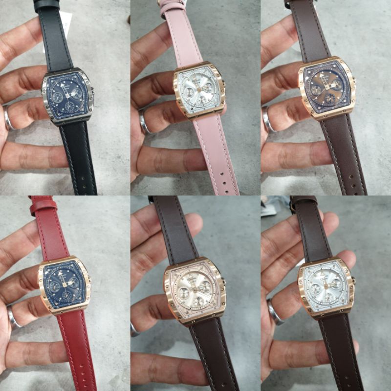 Jam Tangan Alexander Christie 6411 AC 6411 Tali kulit Mesin Baterai Original d3.4cm garansi 1thn