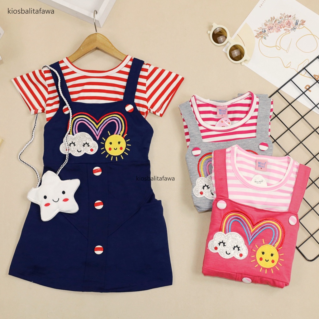 [FREE TAS] Dress Lilly uk 1-9 Tahun / Baju Anak Perempuan kualitas Import Overall Baju Kodok Dres Balita 5 th Korean Style Denim Set Premium