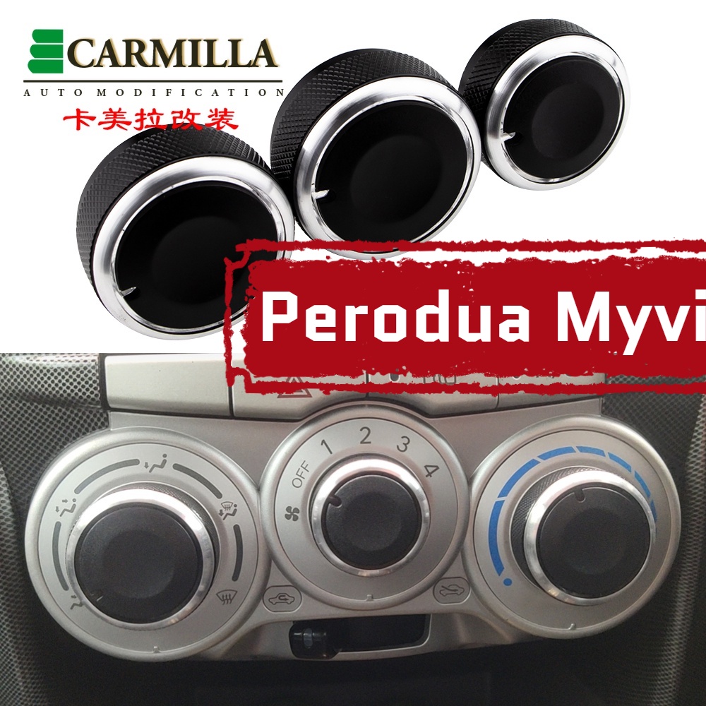 3pcs Knob Ac Perodua Myvi 1st Gen 2005-2010 (100%) Bahan Aluminum Alloy