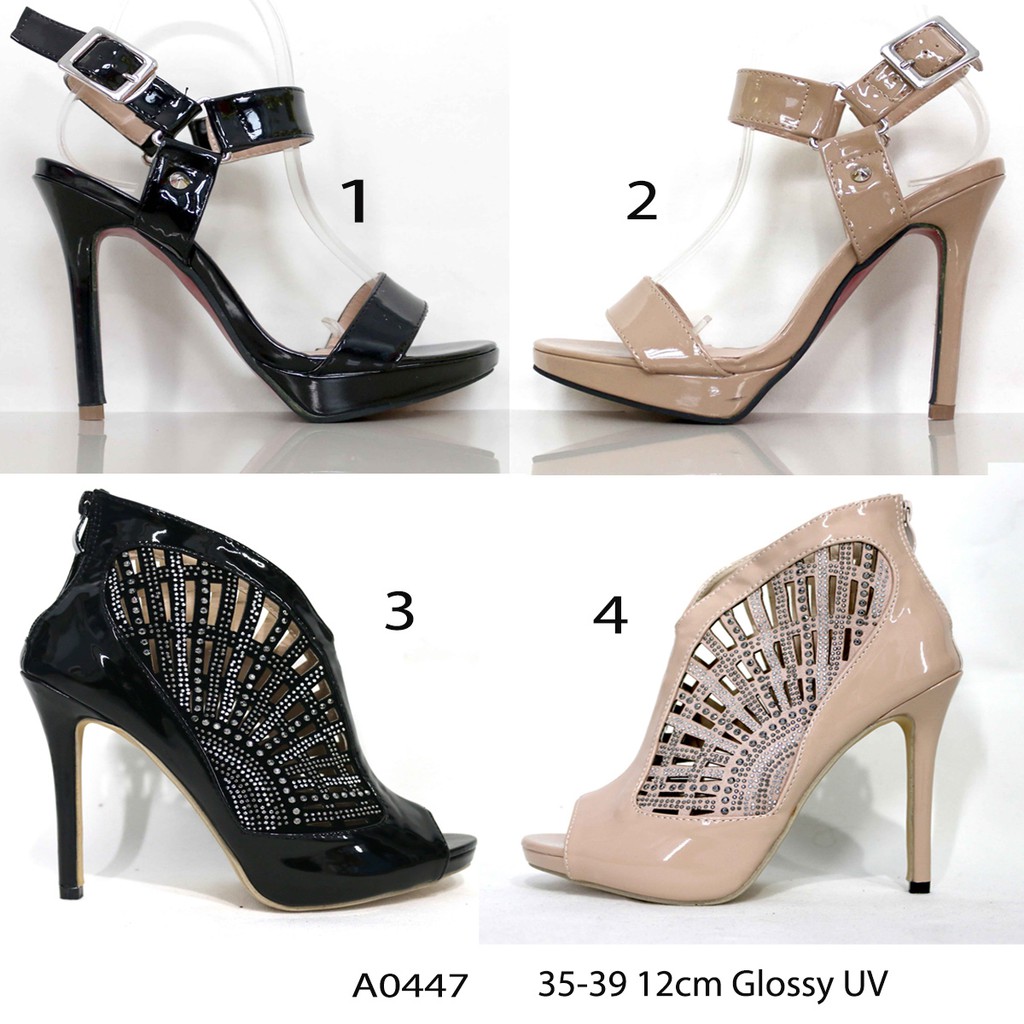 Sepatu High heels Hitam nude 12cm - Heels shoes Pesta KA0447