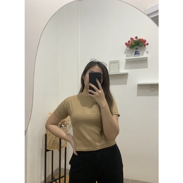 JOSHIN Na-Bi kaos oblong croptop | Atasan Crop Rib Knit