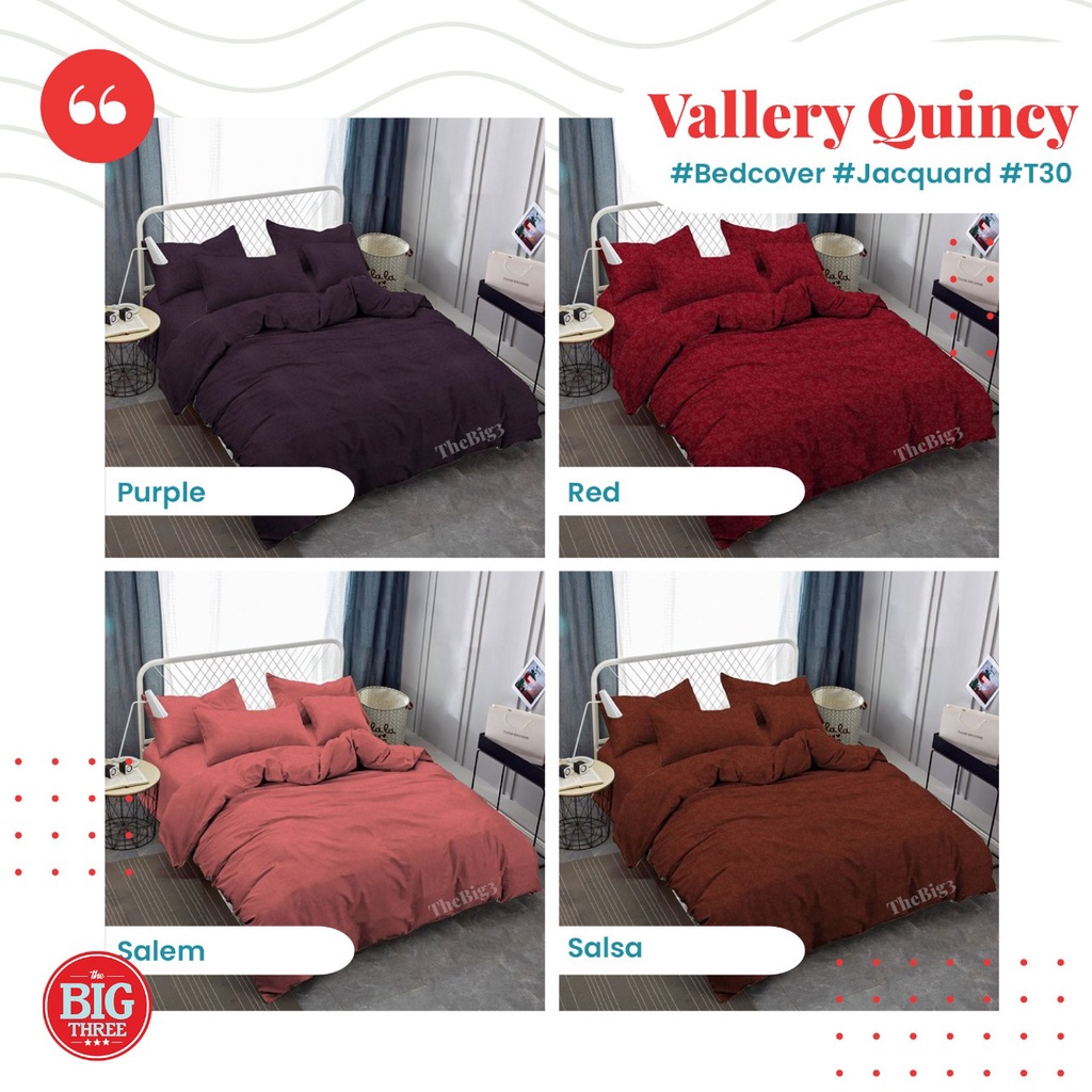 BEDCOVER + Sprei Polos 200x200 Tinggi 30 QUINCY VALLERY warna - Super King 200 - Internal - BC VAL