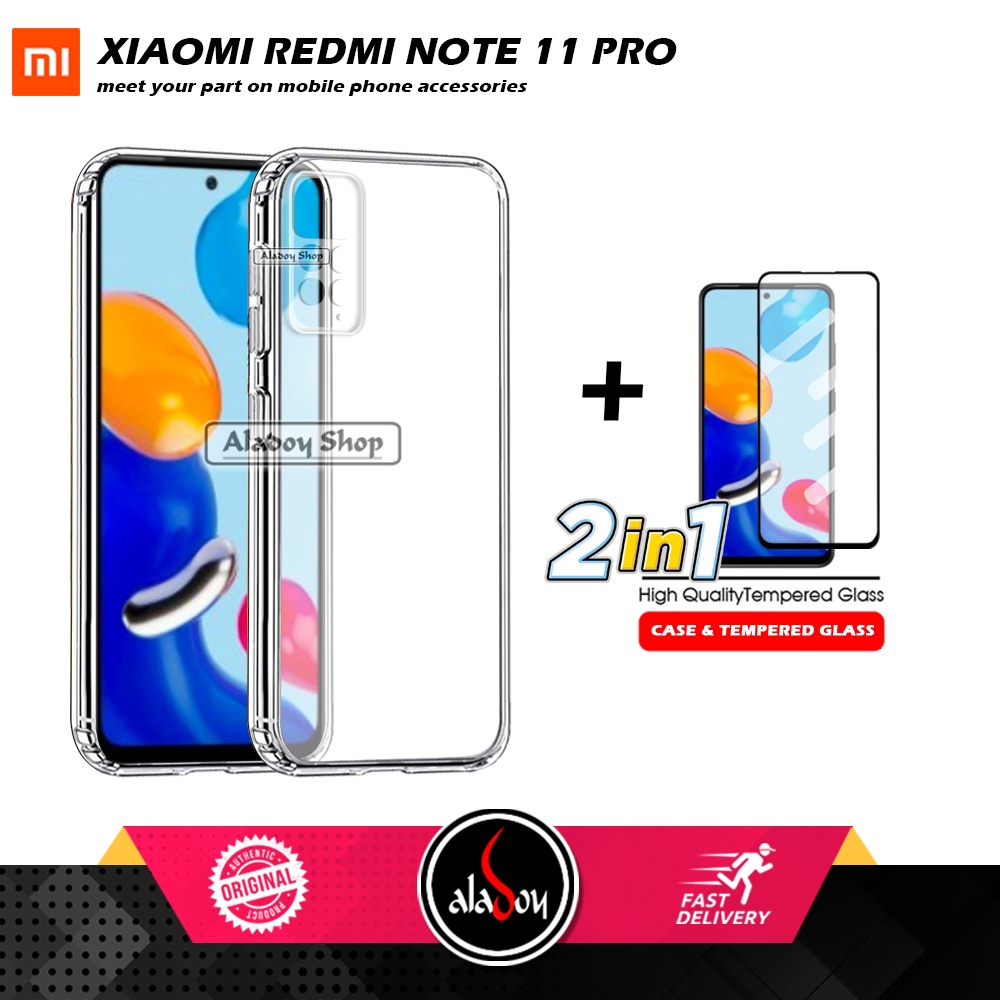 Casing Xiaomi Redmi Note 11 Pro New Case Ultrathin Premium  Softcase Clear HD + Tempered Glass Full Cover