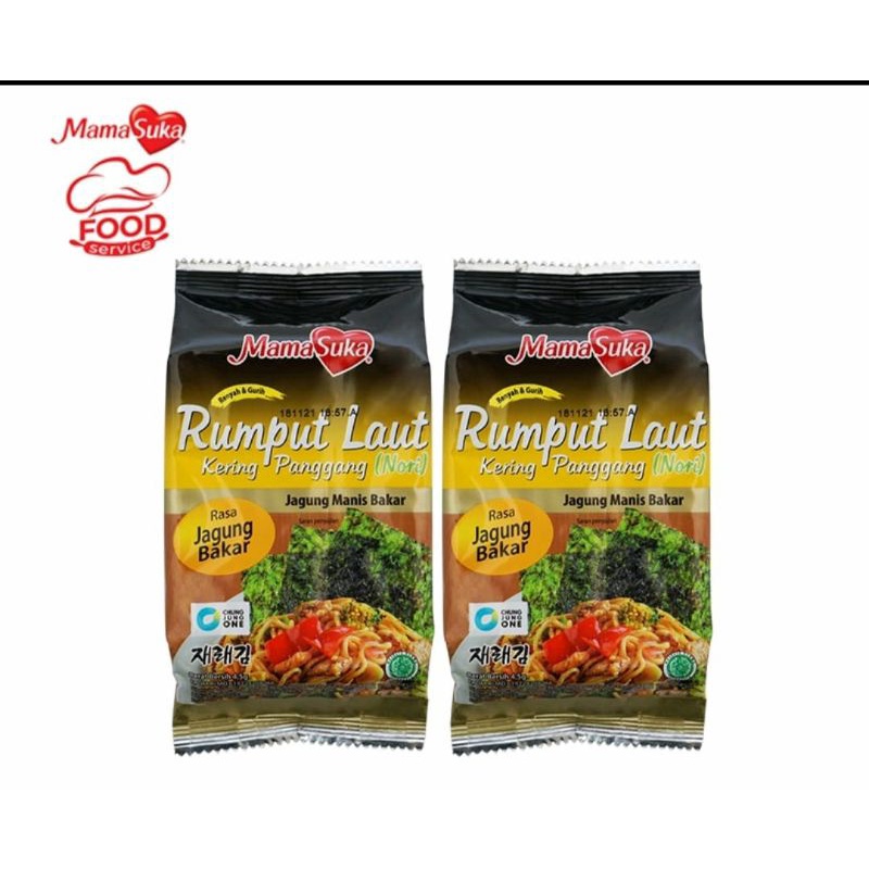 

Rumput Laut Kering Panggang Rasa Original/pedas/sated egg/BBQ MamaSuka (2x4,5 gr)