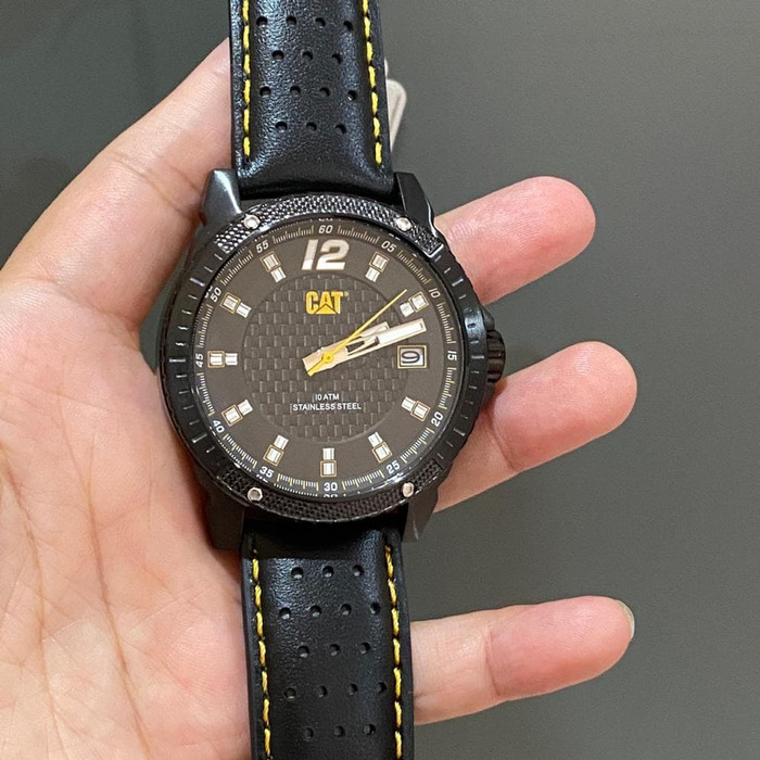 Jam Tangan Pria CATERPILAR CAT Tali Kulit Hitam CB.161.34.137 Original