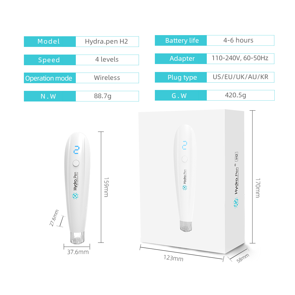 100%ORIGINAL Wireless Hydra Pen H2 Injeksi Serum Upgrade Dari H12/NANO Dermapen