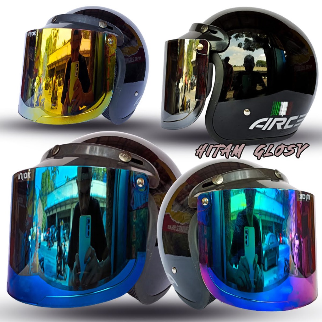 HELM BOGO DEWASA MEREK ARC FULL LEHER HELM MURAH  UNTUK PRIA DAN WANITA DEWASA KACA DATAR INJAK IRIDIUM COD