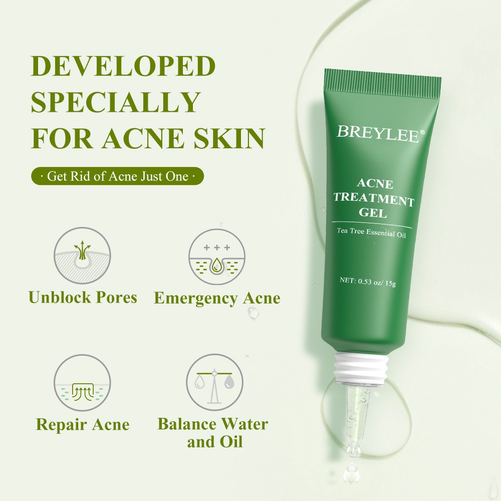 Pengangkat komedo BREYLEE Tea Tree Acne Gel - Breylee Gel Perawatan Jerawat  &amp; Komedo (15 gr)