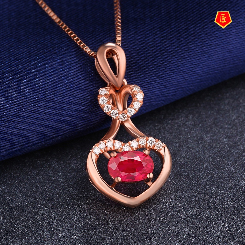 [Ready Stock]Japanese and Korean Style Love Ruby Pendant Fashionable and Elegant