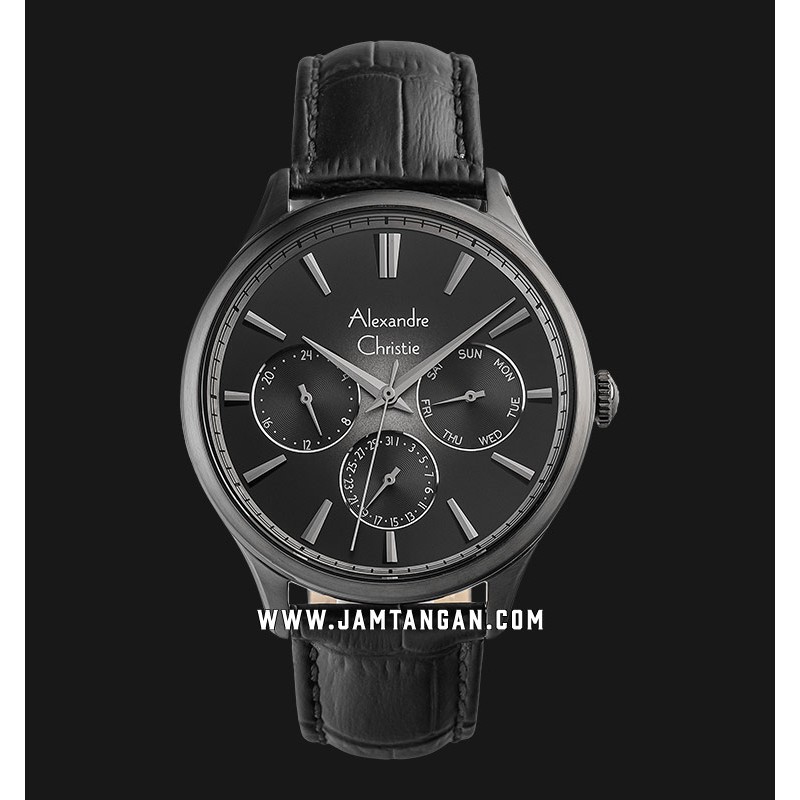 Alexandre Christie AC 6569 MF LIGBA Men Black Dial Black Leather Strap