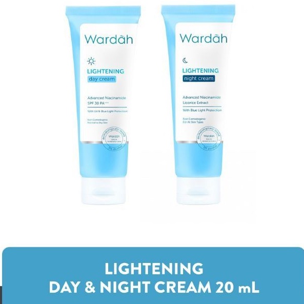 WARDAH LIGHTENING DAY CREAM DAN NIGHT CREAM 20ml PELEMBAB WARDAH SIANG DAN MALAM