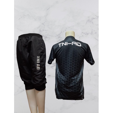 BAJU SETELAN OLAHRAGA JOGER TNI AD HITAM PRINTING FULLPRINT