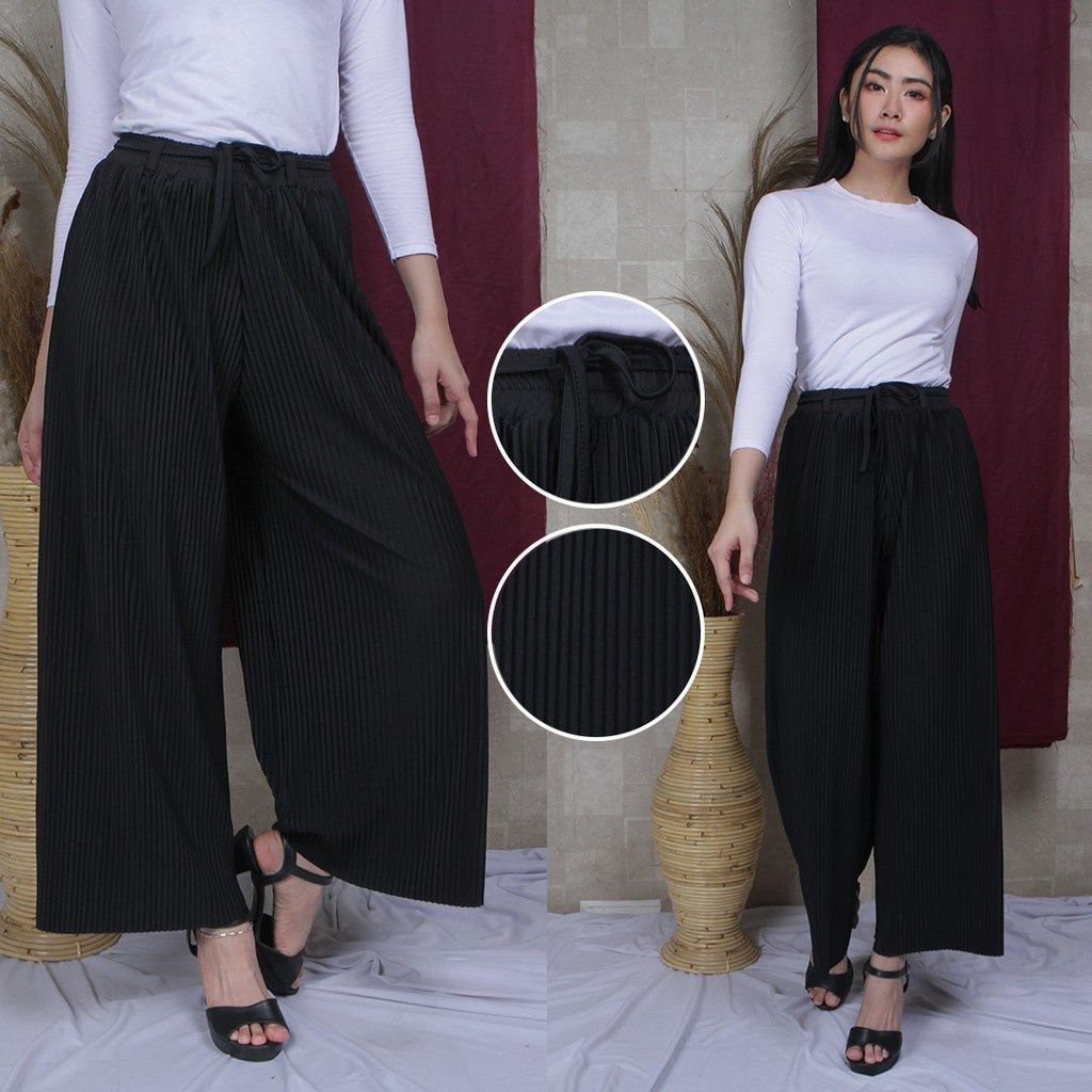 (FASHION_WANITA) CELANA KULOT TALI PLISKET LIDI MATT HYGET