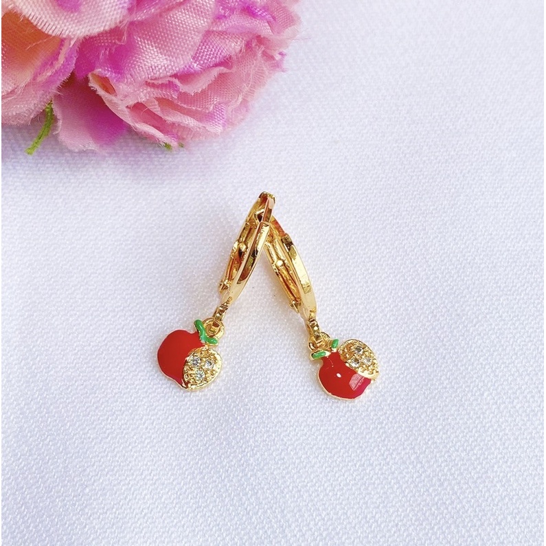 Anting Bayi / Anak Red Apple Lapis Emas 18k