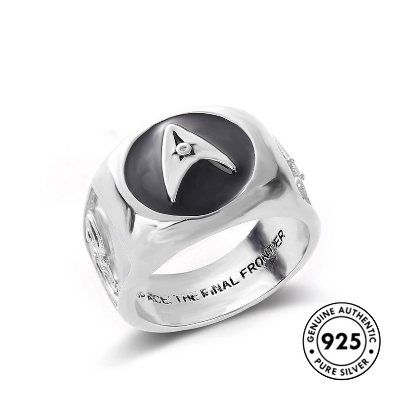 Cincin S925 Silver Minimalis Desain Star Trek Untuk Pria