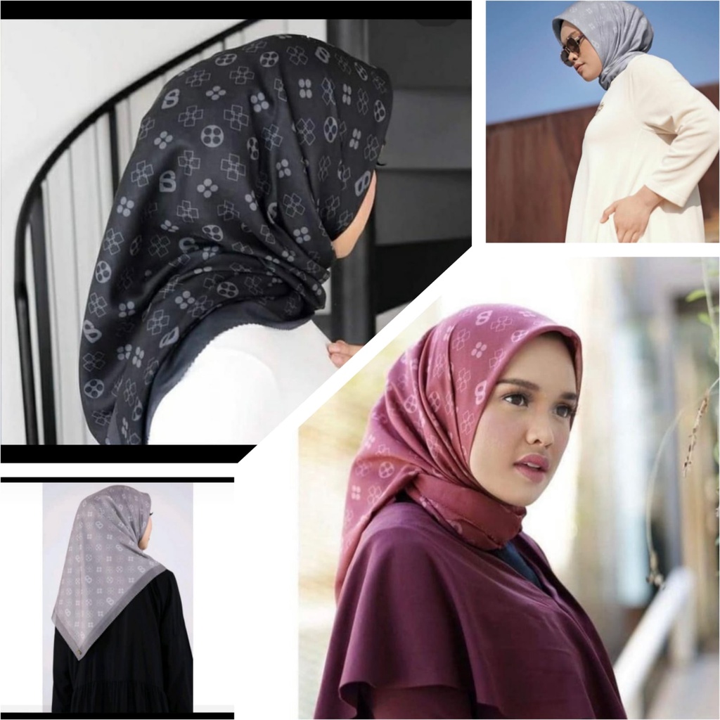 BEST SELLER Hijab Segiempat Voal Motif Printing Lasercut Kerudung Motif Square Grosir Murah NN