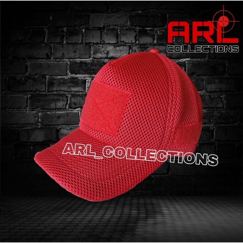 topi jala army double mes merah / topi jaring velcro tactical