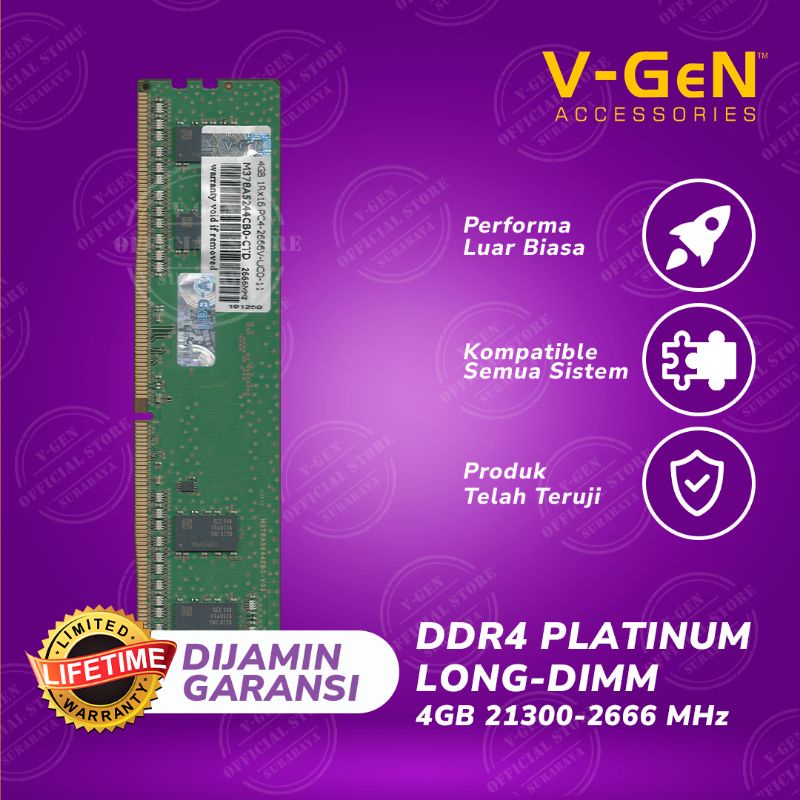 RAM LongDimm DDR4 V-GeN Platinum 4GB PC21300/2666Mhz - Memory PC VGEN