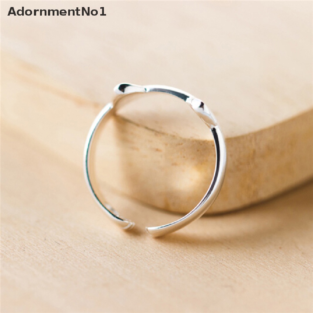 (AdornmentNo1) 1pc Cincin Bentuk Telinga Kucing Lapis Silver Untuk Wanita