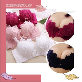 KINDSTORE❤ | [BRA-RENDA] Bra Yipian Shi Push Up Bra Sexy Lingerie Underwear motif bunga tali dapat  disesuaikan