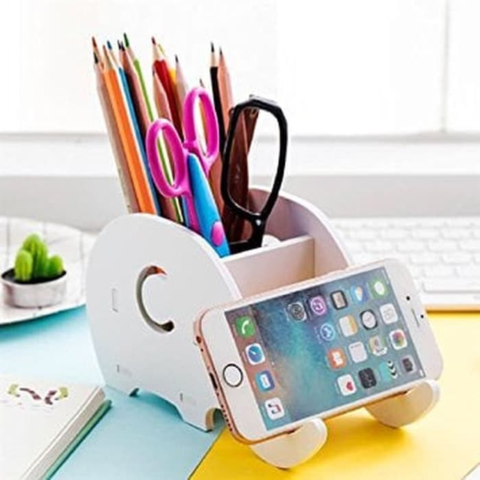 

Tempat kotak pensil - pulpen - hp putih multi fungsi model gajah KPG