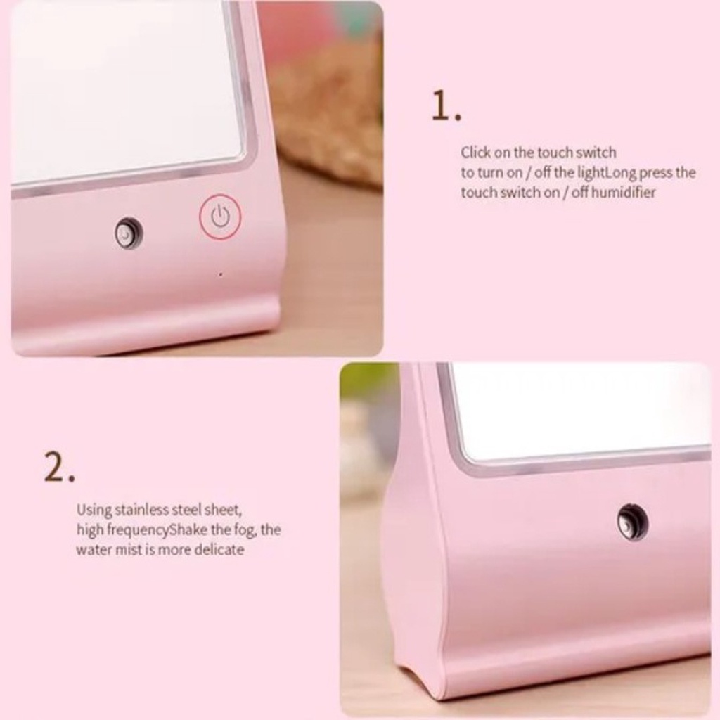 Mirror LED Lamp Humidifier / Kaca Cermin Make Up Lampu LED Moisturizer