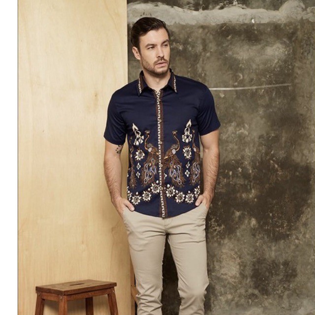 Kemeja Batik 113/115 JM Navy/ Atasan batik Pria