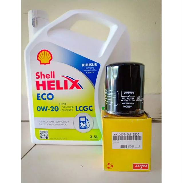 Paket Oli Shell Helix Eco 0W-20 + Filter Oli Honda Brio Satya