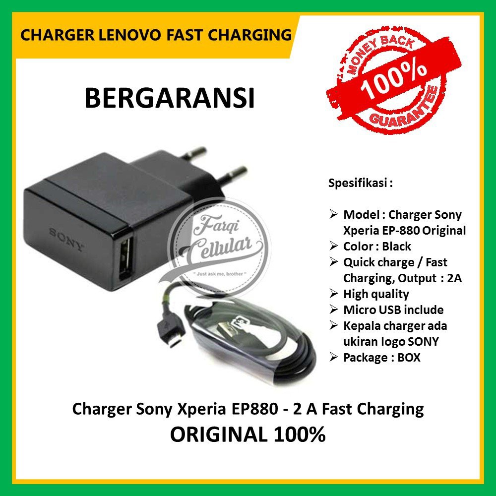 Charger Sony Xperia EP-880 EP880 Ultra Fast 1500mA - Original 100 m
