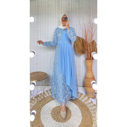 Kebaya Gamis Busui Brukat Tulle Mix Ceruty Baby Doll KM / Kebaya Gamis Dress Muslim / Gamis Modern / Bridesmaid / Kebaya Wisuda / Gamis Kebaya Busui Modern